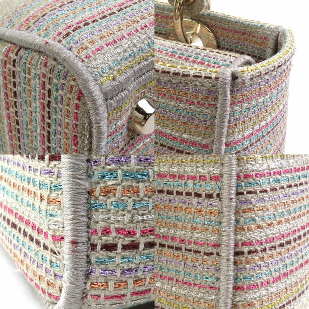 Christian Dior Lady D Lite Canvas Multicolor Gold 2way Shoulder Bag - Picture 3 of 5
